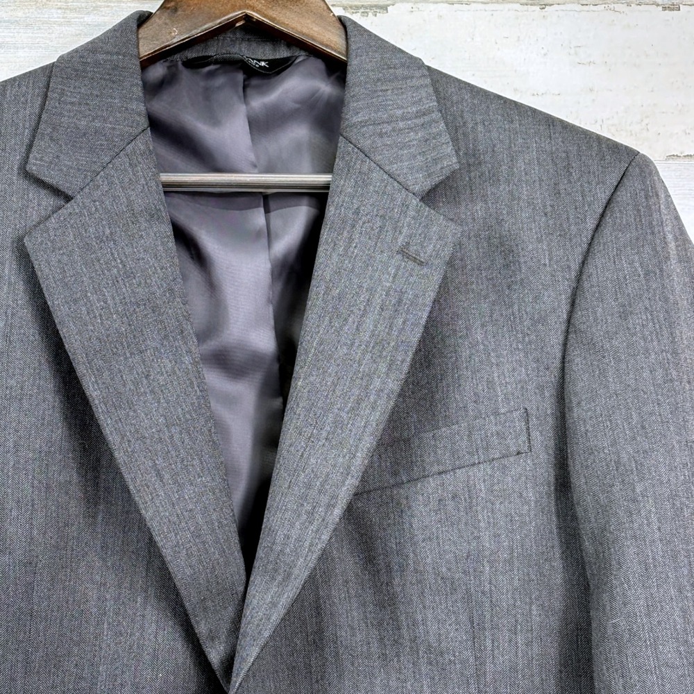 Jos. A. Bank Blazer Mens 39 Regular Grey Wool Herringbone Two Button‎ Old Money